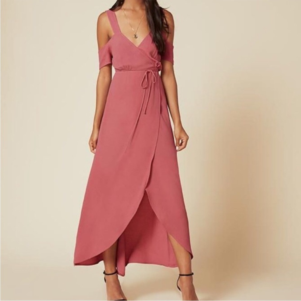 Reformation Jules Pink Midi Wrap Dress - Picture 2 of 8